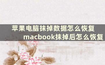 苹果电脑抹掉数据怎么恢复 macbook抹掉后怎么恢复